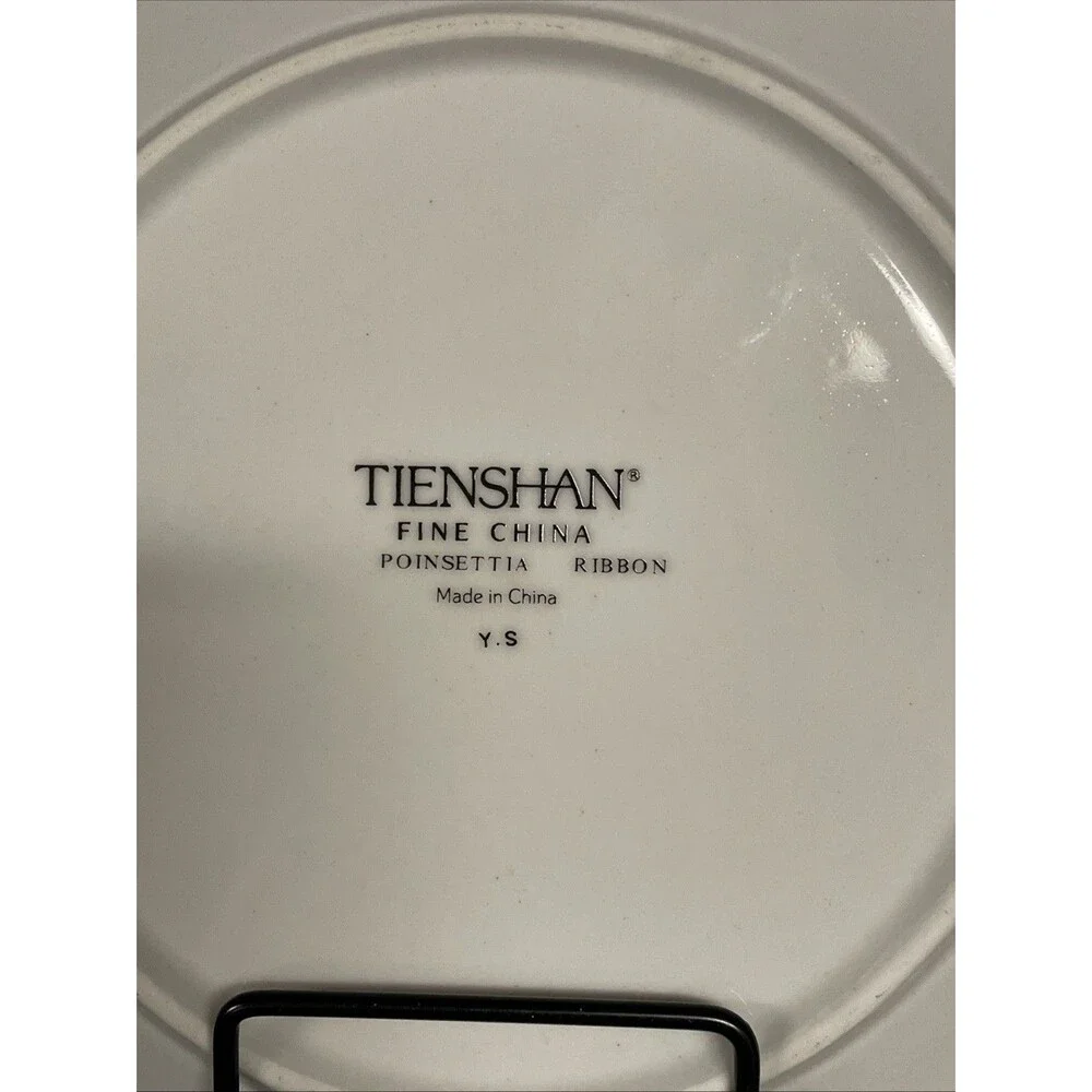 Tienshan - Poinsettia & Ribbons Christmas 10” Dinner Plate